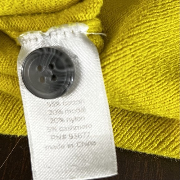 Vintage Y2K JCP Cardigan Womens Button Up Yellow Cashmere Blend Sweater Size M - Picture 5 of 6